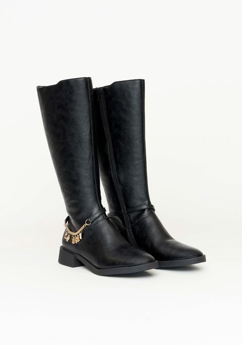 Bota De Cano Alto Com Corrente Letreiro