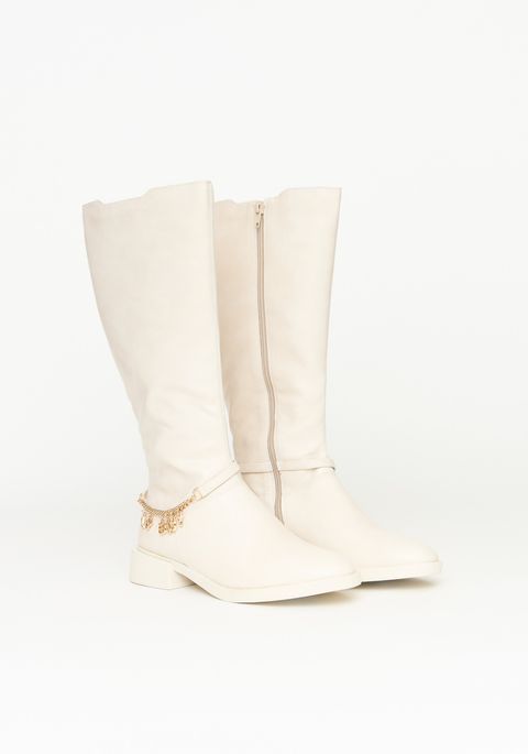 Bota De Cano Alto Com Corrente Letreiro
