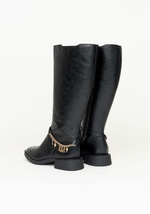 Bota De Cano Alto Com Corrente Letreiro