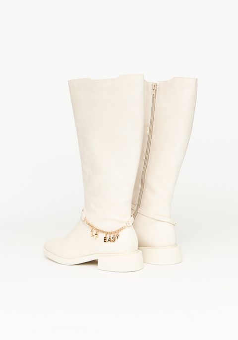 Bota De Cano Alto Com Corrente Letreiro