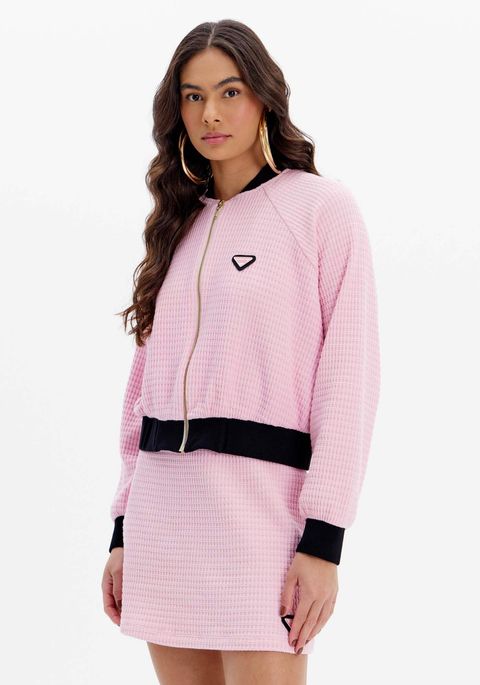 Jaqueta Bomber Raglan Com Zíper
