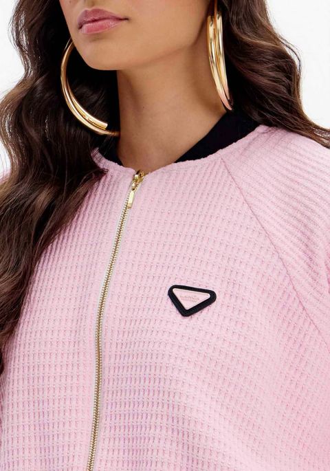 Jaqueta Bomber Raglan Com Zíper
