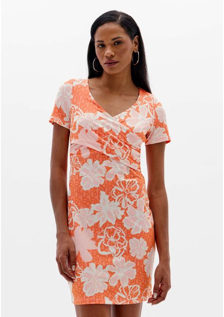 Vestido Curto Busto Cruzado Estampado