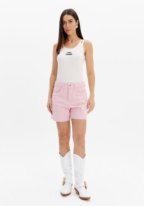 Short Sarja Comfort Cintura Alta Barra A Fio