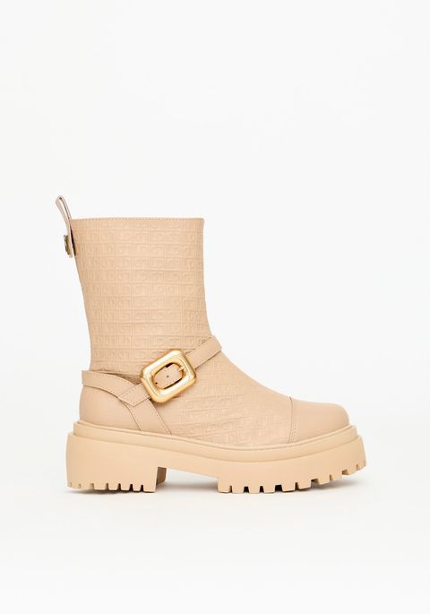 Bota Coturno Cano Médio Embossed