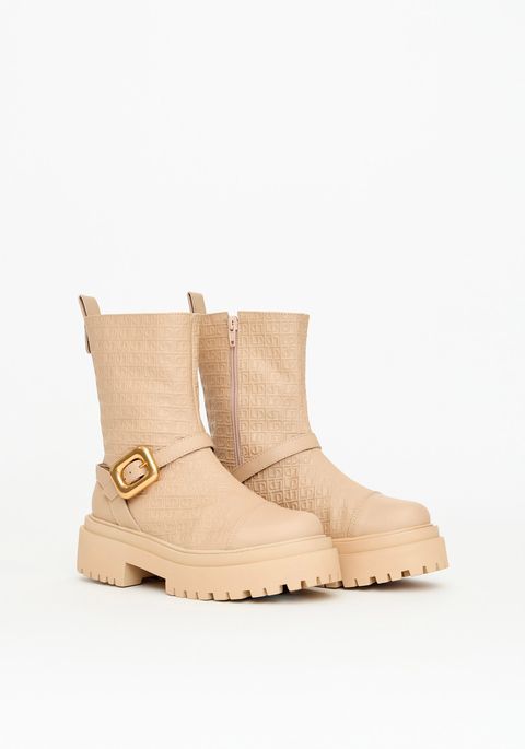 Bota Coturno Cano Médio Embossed