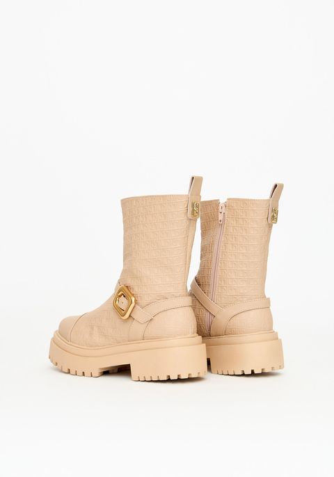 Bota Coturno Cano Médio Embossed