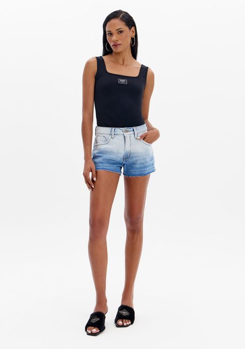 Short Jeans Comfort Cintura Alta Degradê