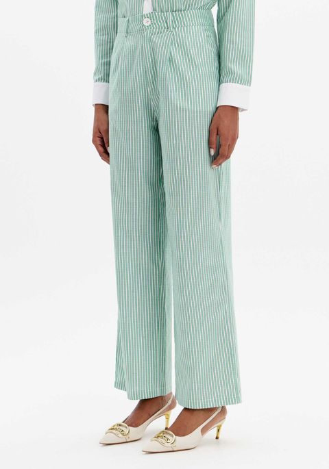Calça Wide Leg Alfaiataria Assinatura Cós