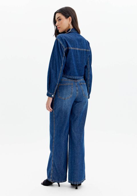Calça Jeans Wide Leg Cintura Super Alta