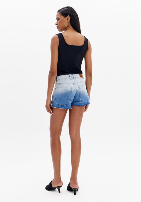 Short Jeans Comfort Cintura Alta Degradê