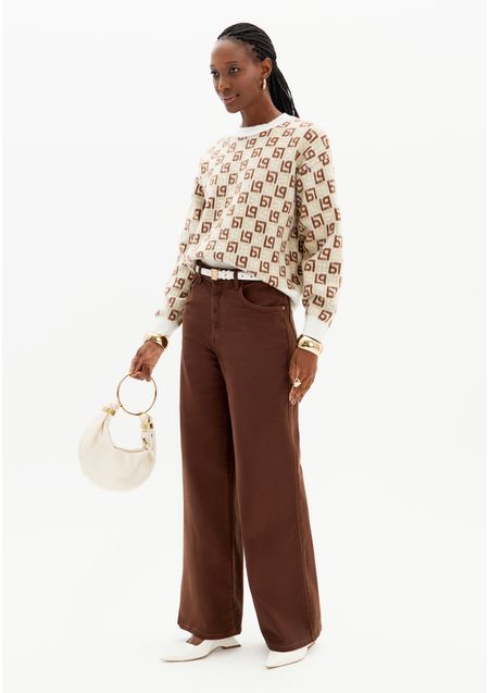 Calça Sarja Wide Leg Com Cintura Super Alta