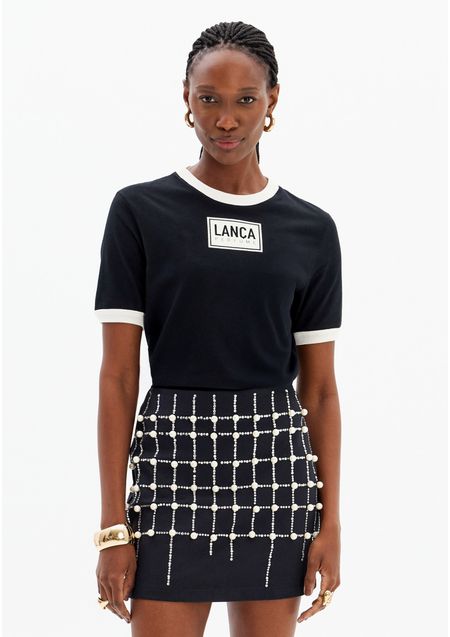 T-shirt Baby Look Manga Curta Bicolor