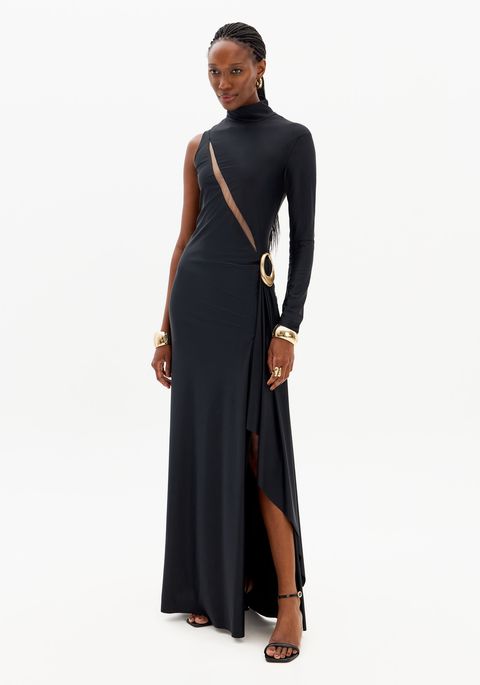Vestido Longo Ombro Único Com Fenda