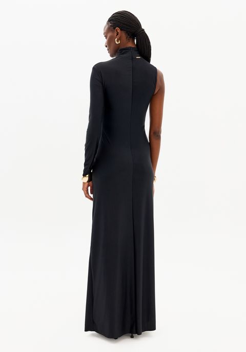 Vestido Longo Ombro Único Com Fenda
