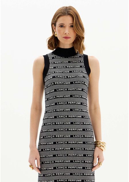 Vestido Super Midi Tricot Gola Alta Signature