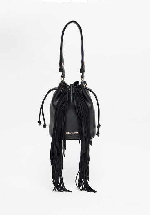 Bolsa Bucket Couro Com Franjas