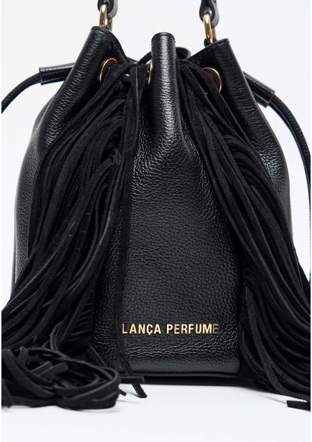 Bolsa Bucket Couro Com Franjas