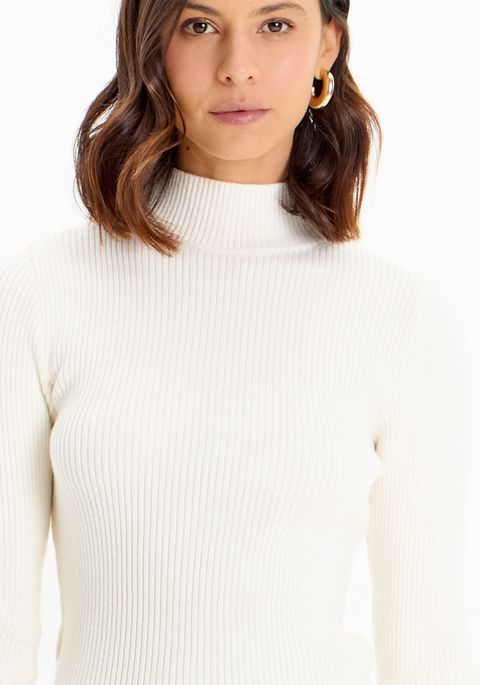 Blusa Tricot Manga Longa Gola Alta