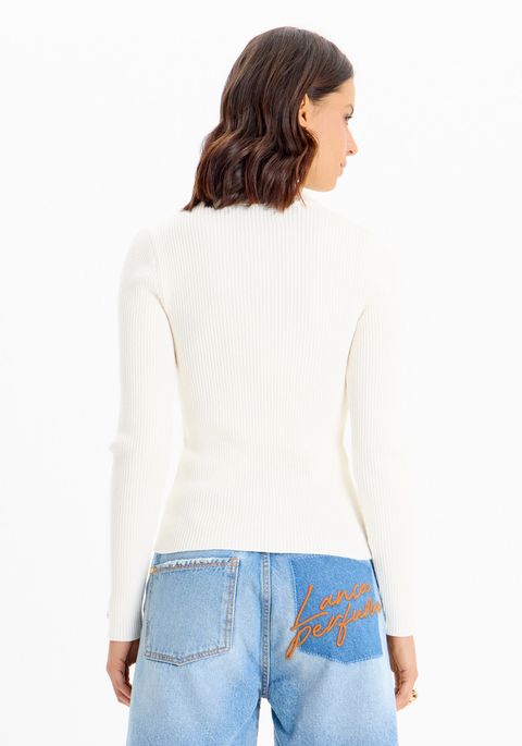 Blusa Tricot Manga Longa Gola Alta