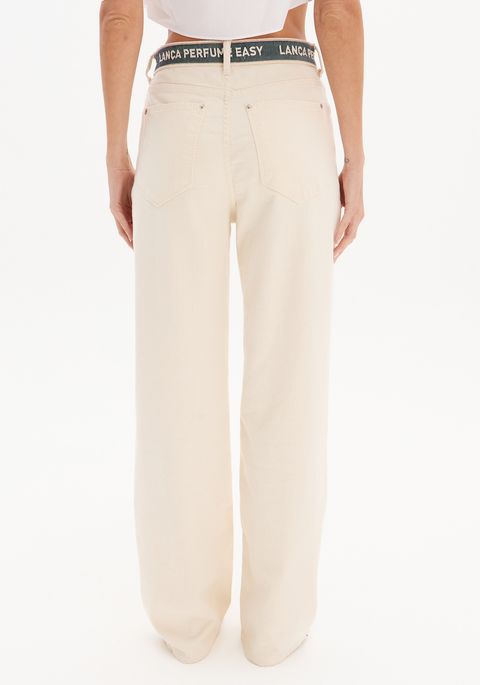 Calça Sarja Full Length Cintura Super Alta Cós Personalizado