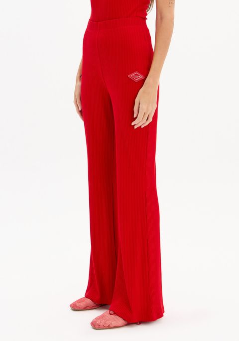 Calça Boot Cut Canelada Com Cintura Alta