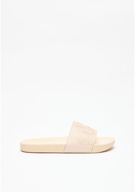 Chinelo Slide Com Transparência E Logo Em Relevo