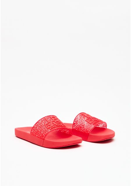Chinelo Slide Com Transparência E Logo Em Relevo