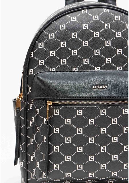 Mochila Com Bolso E Estampa Monograma