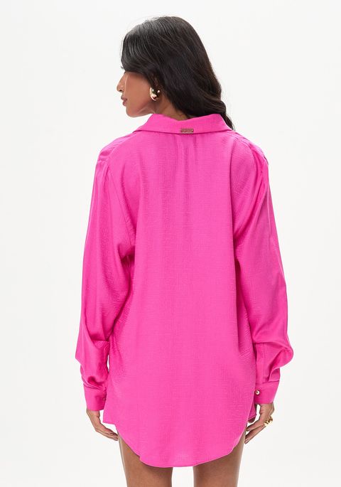 Camisa Alongada Com Logomania