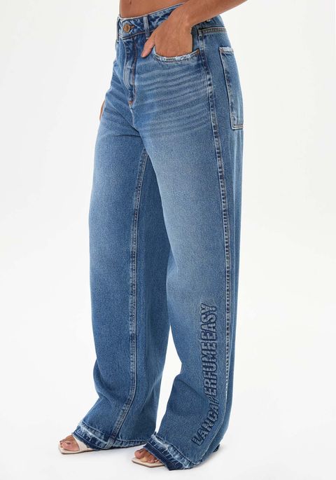 Calça Jeans Wide Leg Cintura Alta