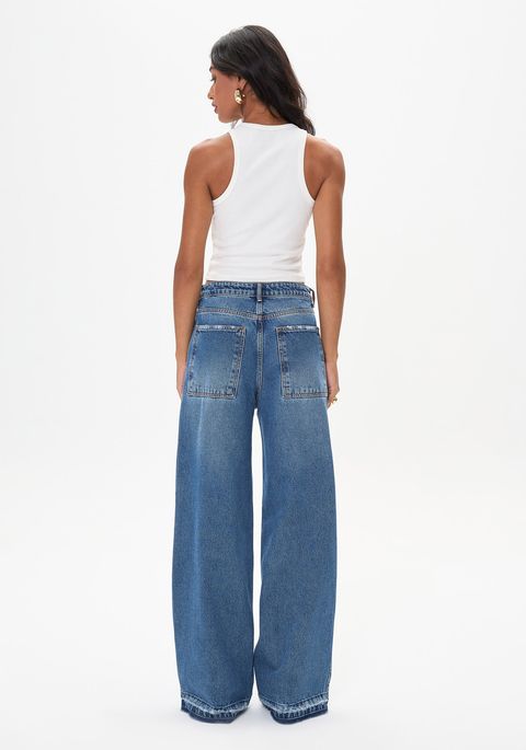 Calça Jeans Wide Leg Cintura Alta