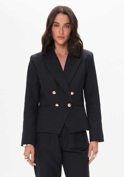 Blazer Alfaiataria Slim Com Botões Frontais