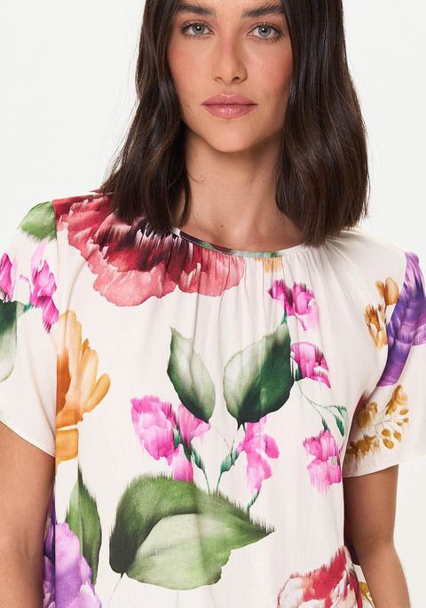 Blusa Manga Curta Estampada Descolada
