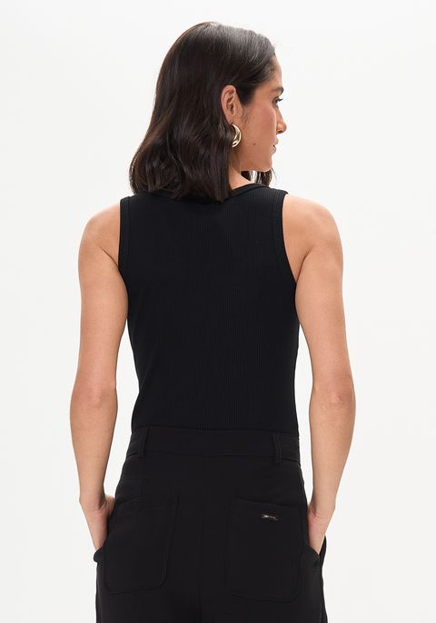 Blusa Regata Canelada Decote Redondo