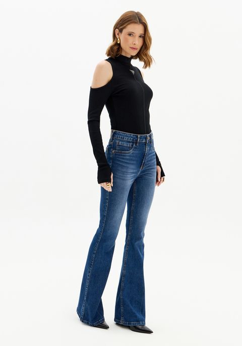 Calça Jeans Minerva Flare Com Cintura Super Alta