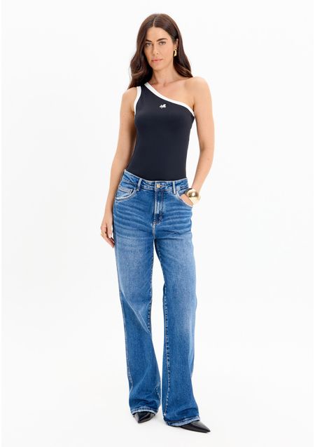 Calça Jeans Full Length Com Cintura Super Alta
