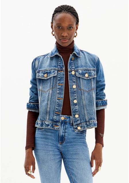 Jaqueta Jeans Trucker Com Botões