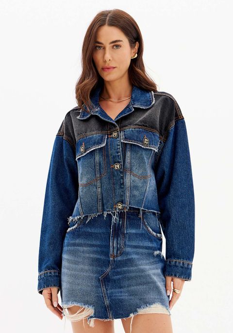 Jaqueta Jeans Cropped Com Botões