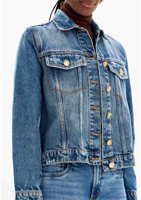 Jaqueta Jeans Trucker Com Botões