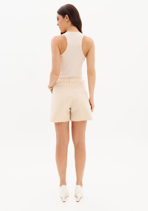 Bermuda Sarja Comfort Com Cintura Alta E Barras A Fio