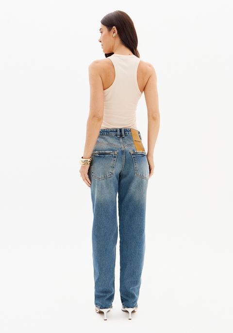 Calça Jeans Boyfriend De Cintura Alta