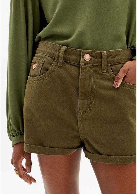 Short Sarja Mom Cintura Super Alta