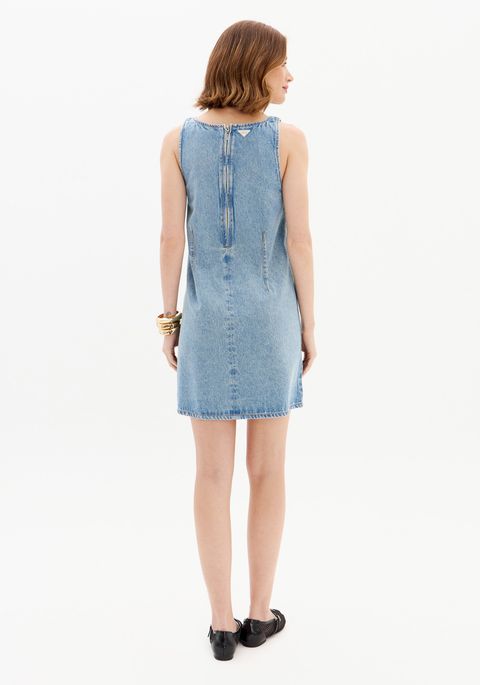 Vestido Jeans Curto Com Brilhos Frontais