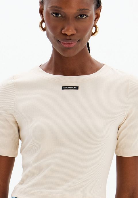 Blusa Canelada Cropped Manga Curta