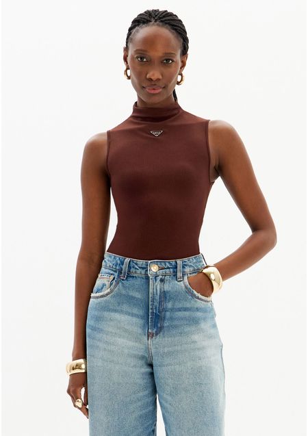 Blusa Canelada Regata Com Gola Alta