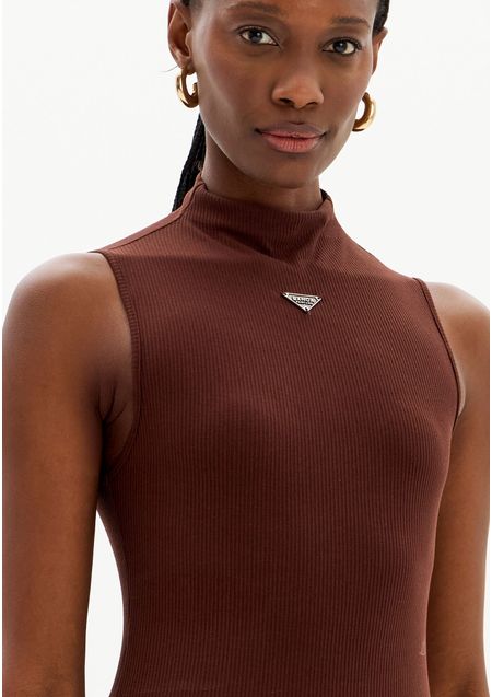 Blusa Canelada Regata Com Gola Alta