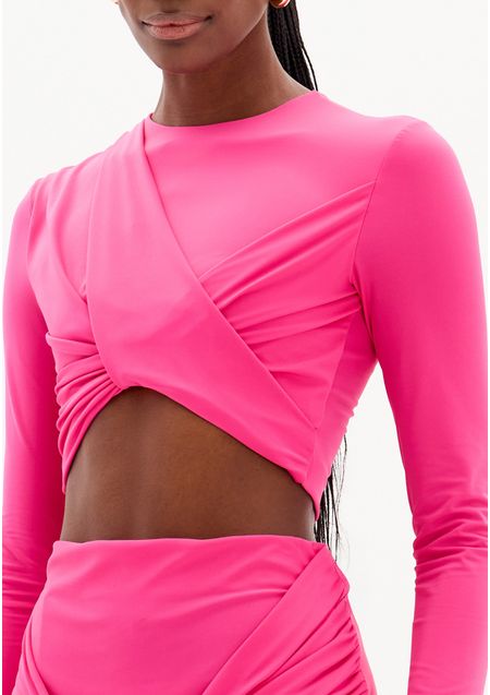Blusa Cropped Justa Mangas Longas