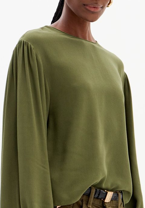 Blusa Fluida Mangas Longas Crepe