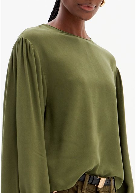 Blusa Fluida Mangas Longas Crepe